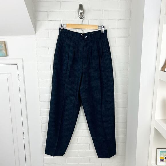 Vintage Giorgio Sant Angelo 100% Merino Wool Plaid Trouser Pants Size 12 - Picture 1 of 10